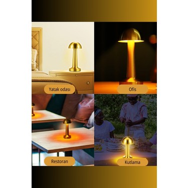 Gold Mantar Model Retro Şarjlı Masa Lambası- Dimmerli ve Fiyatı