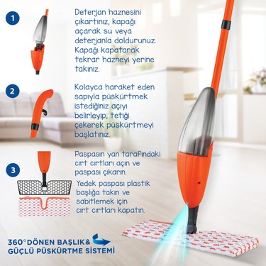 Macromax Fashion Çift Taraflı Sprey Mop, Kovasız Pratik Fiyatı