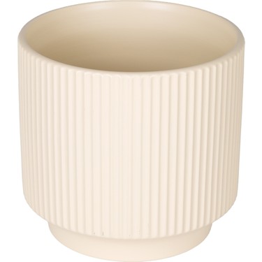 Herdekora Seramik Saksı Dikey Kabartma Çizgili Krem 12,5X12 Fiyatı