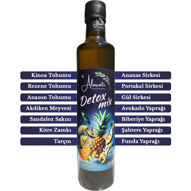 Alaçatı Naturel Detox Mix Sirkesi Doğal Fermantasyon 500 ml Fiyatı