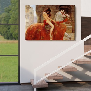 Lady Godiva Tablosu - At Üstünde Çıplak KADIN-6583 Fiyatı