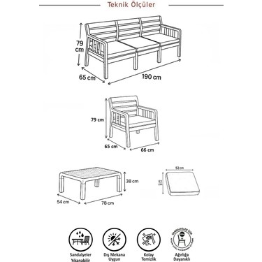 ModaLife Lara 3+1+1+S Bahçe Takımı Balkon - Bahçe - Teras Fiyatı