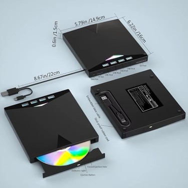 Çok Fonksiyonlu 7 In 1 USB 3.0 Type-C Harici DVD Rw CD Fiyatı