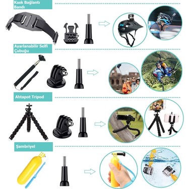 GO出品　ヘッドセット Trendfone Gopro Aksiyon Kameraları Için Aksesuar Seti Fiyatı, 4.6