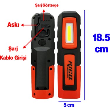 Mıknatıslı Şarjlı Ledli El Feneri 600 Lümen Lambası Spor Fiyatı