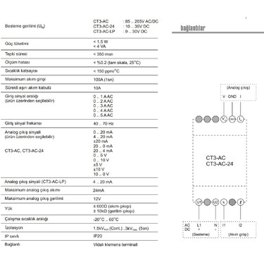 Klemsan Ct3-Ac ,220VAC Giriş 0..5A 0..10V/4..20MA Akım Fiyatı