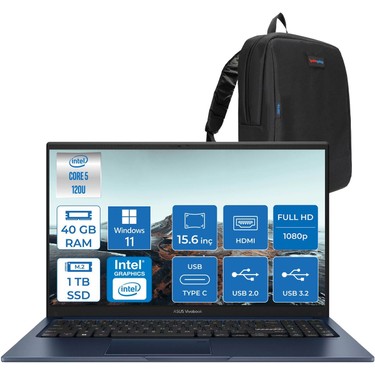 Asus Vivobook X1504VA 15 1.nesil Core 5 120U-40GB-1TB SSD Fiyatı