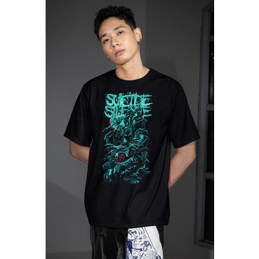 Suicide Silence バンTシャツ GILDAN Mサイズ Unisex Suicide Silence Baskılı Tişört, Oversize Rock Band Fiyatı