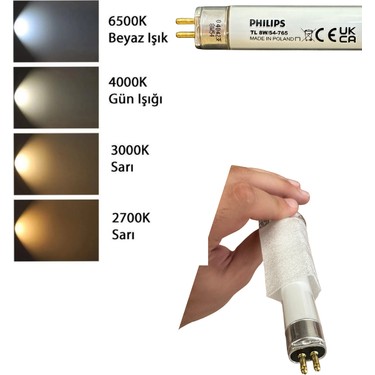 6 Adet) Philips 8W 765 Beyaz Işık (6500K) G5 duylu T5 Fiyatı