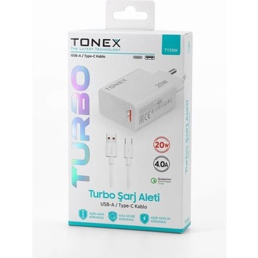 Tonex 20W 4.0A USB To Type-C Turbo Şarj Başlığı+Kablolu Şarj Fiyatı