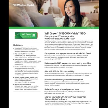 Wd Green SN3000, WDS100T4G0E, 1tb, 5000/4200, Gen4, Nvme Fiyatı