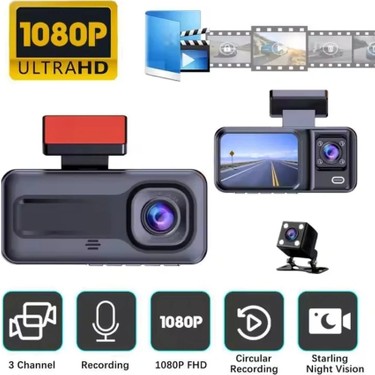 A98 Araç Içi 1080P Full Hd Kamera | Ön + Iç + Geri Görüş Fiyatı