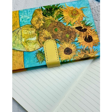 Van Gogh 15 Ayçiçekli Vazo Desenli Çizgili Sert Kapak Fiyatı