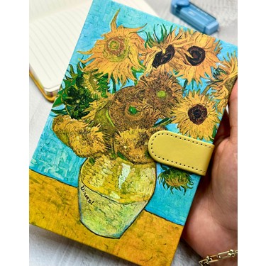 Van Gogh 15 Ayçiçekli Vazo Desenli Çizgili Sert Kapak Fiyatı
