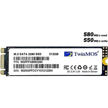 新品　未開封　SSD M.2 512GB Type2280 TwinMOS 512GB M.2 2280 SATA3 SSD 580 MB/s Okuma Hızı 550 Fiyatı