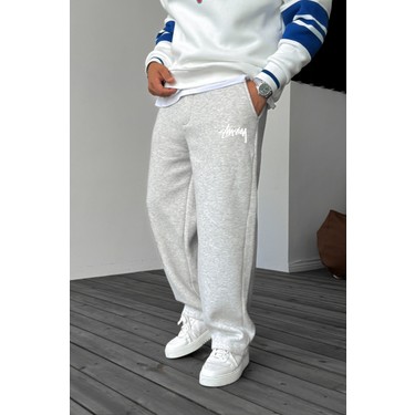 Stüssy Baskılı Baggy Gri Yazlık 3 Iplik Bol Kesim Düz Paça Fiyatı