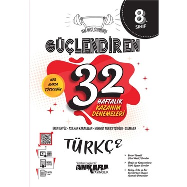 8. Sınıf Güçlendiren 32 Haftalık Türkçe Kazanım Denemeleri Kitabı