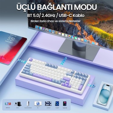 Aula F99 3 Modlu Rgb Hot Swap Mekanik Reaper Switch Kablosuz Fiyatı