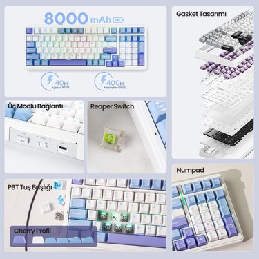 Aula F99 3 Modlu Rgb Hot Swap Mekanik Reaper Switch Kablosuz Fiyatı