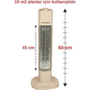 Awox Ligero X9502 600 W Kule Tipi Karbon Infrared Isıtıcı, Fiyatı