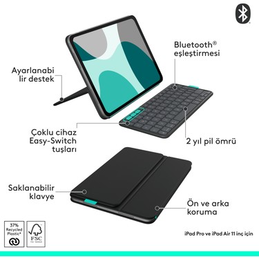 Logitech Flip Folio Klavyeli Tablet Kılıfı, iPad Pro 11 Inç Fiyatı