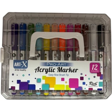 Rich Art-X Pro Fırça Uçlu Akrilik Marker 12'li Kristal Kutu Fiyatı