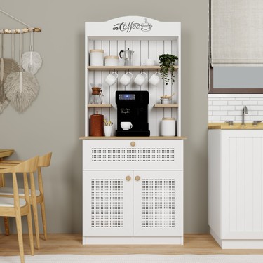 Lucas 2 Kapaklı Çekmeceli Pvc Hasır Desen Kahve Köşesi & Çok Fiyatı