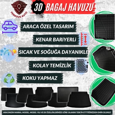Citroen C3 Aircross Ferrous Üst Kademe Için 3D Bagaj Havuzu Fiyatı