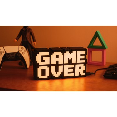 Game Over LED Dekoratif Işıklı Masa Lambası – USB & Pilli - Fiyatı