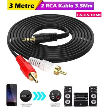 2 Rca Aux 3.5 mm To 2rca Stereo Lale Aux Ses Kablosu (3 Fiyatı
