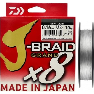 J-Braid Grand 135MT 0.16MM 8x Gray Light Ip Misina Fiyatı