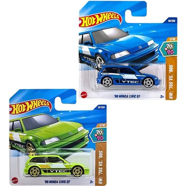 Hot Wheels ホットウィール Honda Civic EF 2個 2 Araç Hot Wheels '90 Honda Civic Ef Set - Mavi & Yeşil Fiyatı