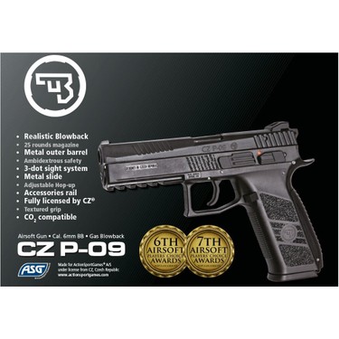 Asg Cz P09 Siyah-Çöl Blowback Aırsoft Tabanca (Ödüllü) 18182 Fiyatı