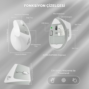I300 Kablosuz Ergonomik Dikey Mouse- 84GR-SESSIZ Tıklama- Fiyatı