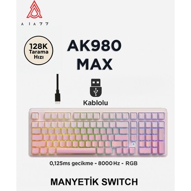 AK980 Max He Manyetik Switch Klavye- 128K Tarama HIZI-0.125 Fiyatı
