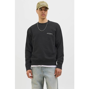Jack & Jones Jjedover Prınt Sweat Crew Siyah Erkek Fiyatı