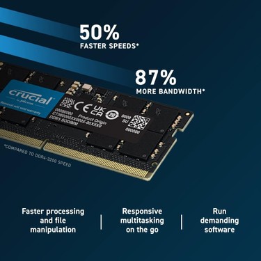 Crucial 16GB DDR5 4800MHz CL40 CT16G48C40S5 Notebook Ram Fiyatı