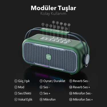 NowGo C2 60W Taşınabilir RGB Bluetooth Hoparlör Mikrofonlu Fiyatı