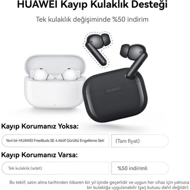 Huawei FreeBuds SE 4 ANC Aktif Gürültü Engelleme - Beyaz Fiyatı