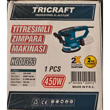 Trıcraft 450W Titreşimli Zımpara Makinesi 150MM Fiyatı