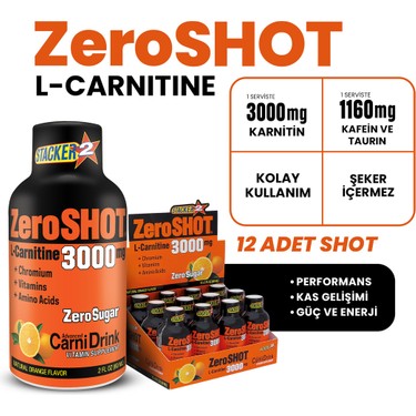 ZeroShot L-Carnitine Sıvı Shot 12x60 ml Portakal Aromalı, Fiyatı