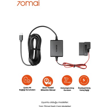 70MAI Obd-Iı Park Gözetim Kablosu (Tüm Type-C Kameralar ile Fiyatı