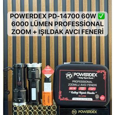 Powerdex PD-14700 | 60 W – 6000 Lümen Şarjlı Zoomlu Avcı El Fiyatı