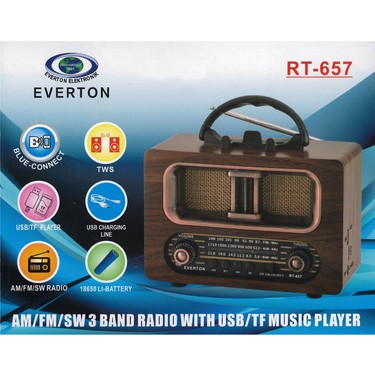 Everton RT-657 Bluetooth Fm-Usb-Tf-Aux Şarjlı Nostaljik Fiyatı