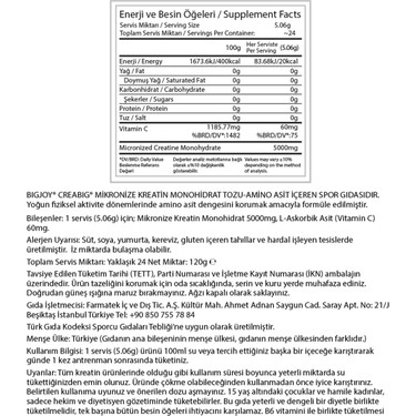 Bigjoy Sports Bigjoy Crea Big Micronized Creatine Powder 120 Fiyatı