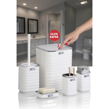Okyanus Home Luna 5'li Banyo Seti Beyaz Krom Detaylı Fiyatı