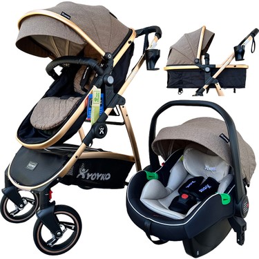3日間限定セール‼️ヒヨコブランド　ピヨペンJr 限定　HIYOKOBRAND Yoyko City Travel Sistem Bebek Arabası 3 In 1 Coffee Rose Fiyatı