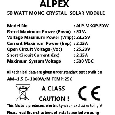 50 Watt Monokristal Güneş Paneli Fiyatı - Taksit Seçenekleri
