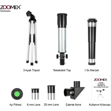 Zoomex Teleskop 90X Yüksek Büyütme Türkiye Üretimi Gençler Fiyatı