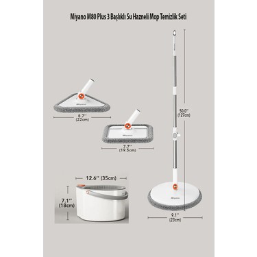 Miyano M80 Plus Su Hazneli Mop Seti 3 Parça Kolay Kullanım Fiyatı